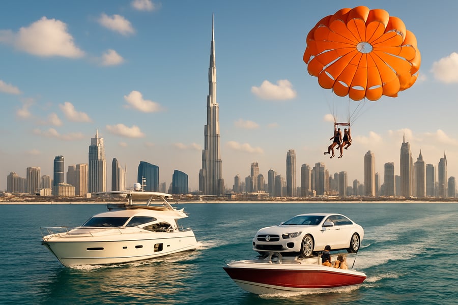 Dubai skyline with Burj Khalifa and luxury travel experiences Dubai skyline with Burj Khalifa and luxury travel experiences